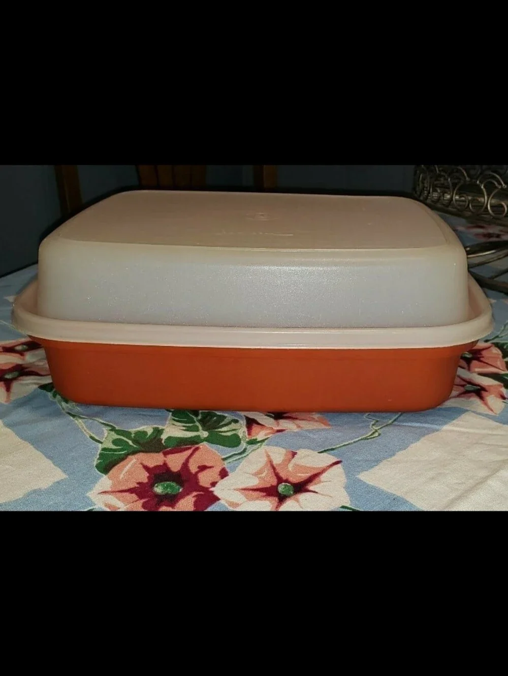 Vintage Two (2) Piece Orange Season & Serve Meat Marinade Tupperware Container